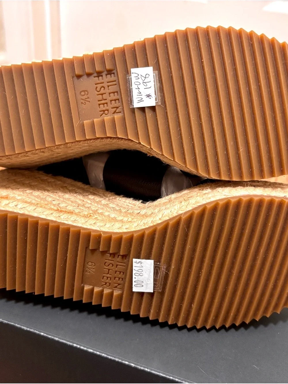 NIB EILEEN FISHER Willow Tumbled Leather Wedge Espadrille